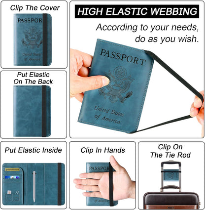 Passport Holder for Travel Essentials, Passport Cover, Rfid Blocking Wallet | Travel Wallet, Leather, Passport Case, Travel Accessories, Vacation Luggage Must Haves, for Men Women