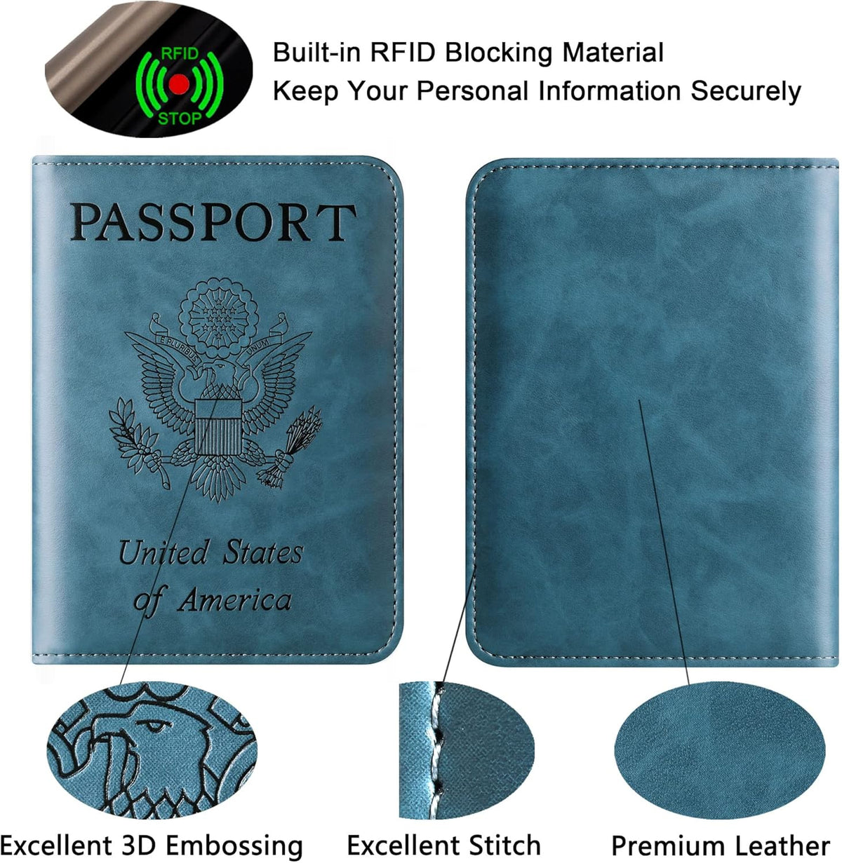 Passport Holder for Travel Essentials, Passport Cover, Rfid Blocking Wallet | Travel Wallet, Leather, Passport Case, Travel Accessories, Vacation Luggage Must Haves, for Men Women