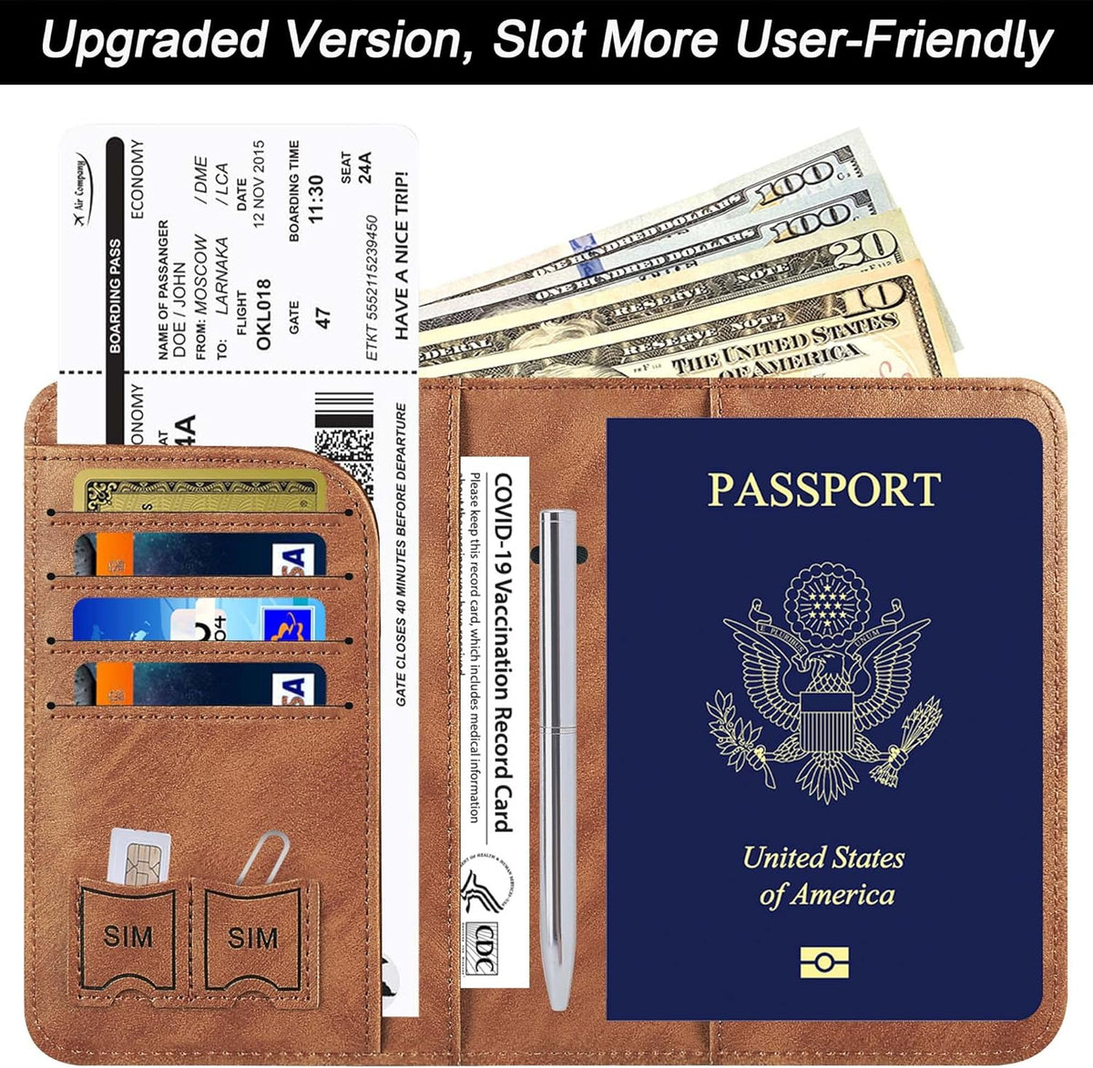 Passport Holder for Travel Essentials, Passport Cover, Rfid Blocking Wallet | Travel Wallet, Leather, Passport Case, Travel Accessories, Vacation Luggage Must Haves, for Men Women