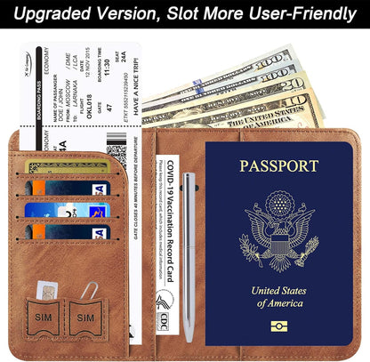 Passport Holder for Travel Essentials, Passport Cover, Rfid Blocking Wallet | Travel Wallet, Leather, Passport Case, Travel Accessories, Vacation Luggage Must Haves, for Men Women