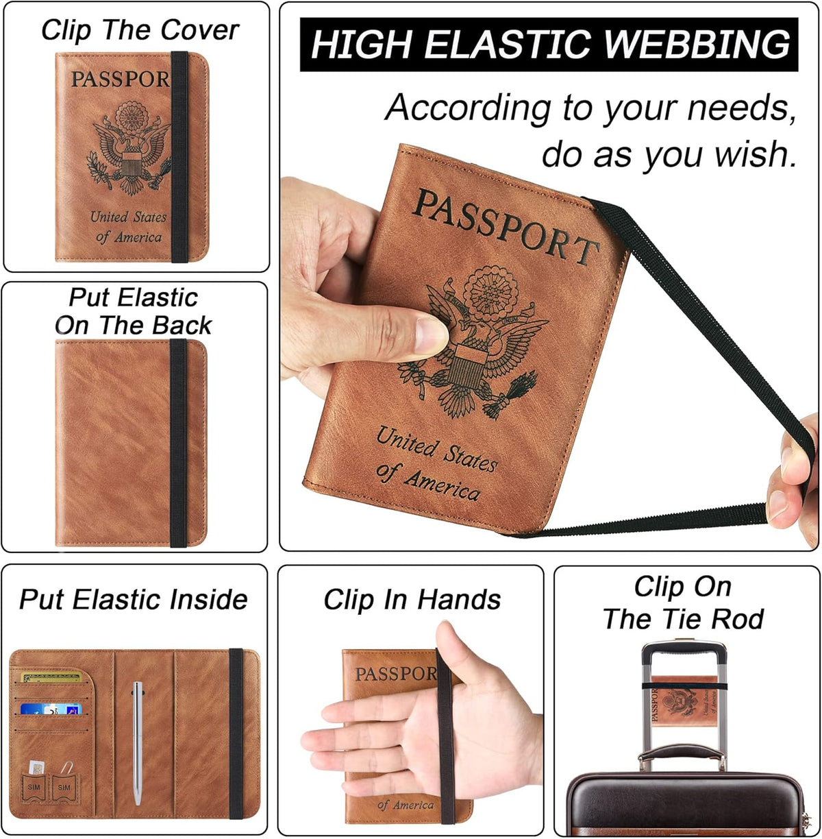 Passport Holder for Travel Essentials, Passport Cover, Rfid Blocking Wallet | Travel Wallet, Leather, Passport Case, Travel Accessories, Vacation Luggage Must Haves, for Men Women