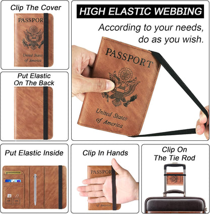 Passport Holder for Travel Essentials, Passport Cover, Rfid Blocking Wallet | Travel Wallet, Leather, Passport Case, Travel Accessories, Vacation Luggage Must Haves, for Men Women