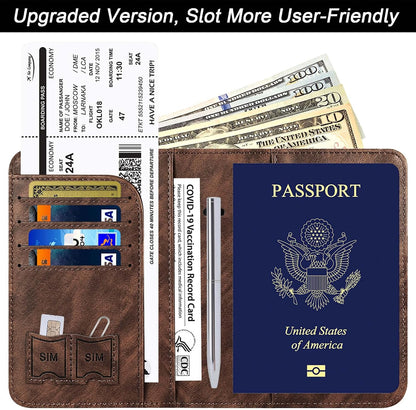 Passport Holder for Travel Essentials, Passport Cover, Rfid Blocking Wallet | Travel Wallet, Leather, Passport Case, Travel Accessories, Vacation Luggage Must Haves, for Men Women