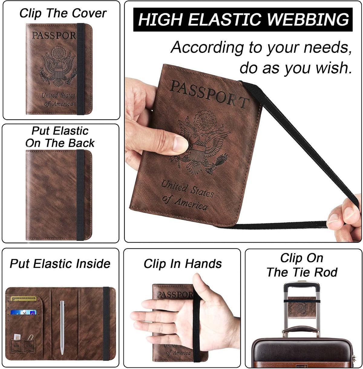 Passport Holder for Travel Essentials, Passport Cover, Rfid Blocking Wallet | Travel Wallet, Leather, Passport Case, Travel Accessories, Vacation Luggage Must Haves, for Men Women
