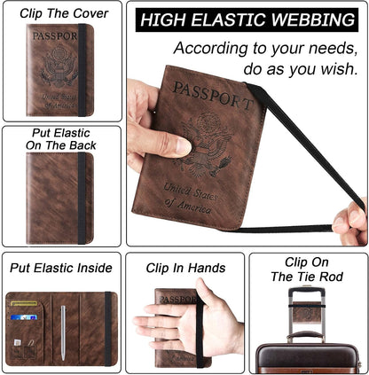 Passport Holder for Travel Essentials, Passport Cover, Rfid Blocking Wallet | Travel Wallet, Leather, Passport Case, Travel Accessories, Vacation Luggage Must Haves, for Men Women