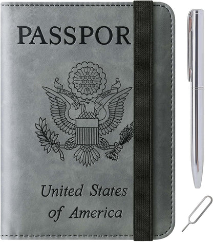 Passport Holder for Travel Essentials, Passport Cover, Rfid Blocking Wallet | Travel Wallet, Leather, Passport Case, Travel Accessories, Vacation Luggage Must Haves, for Men Women