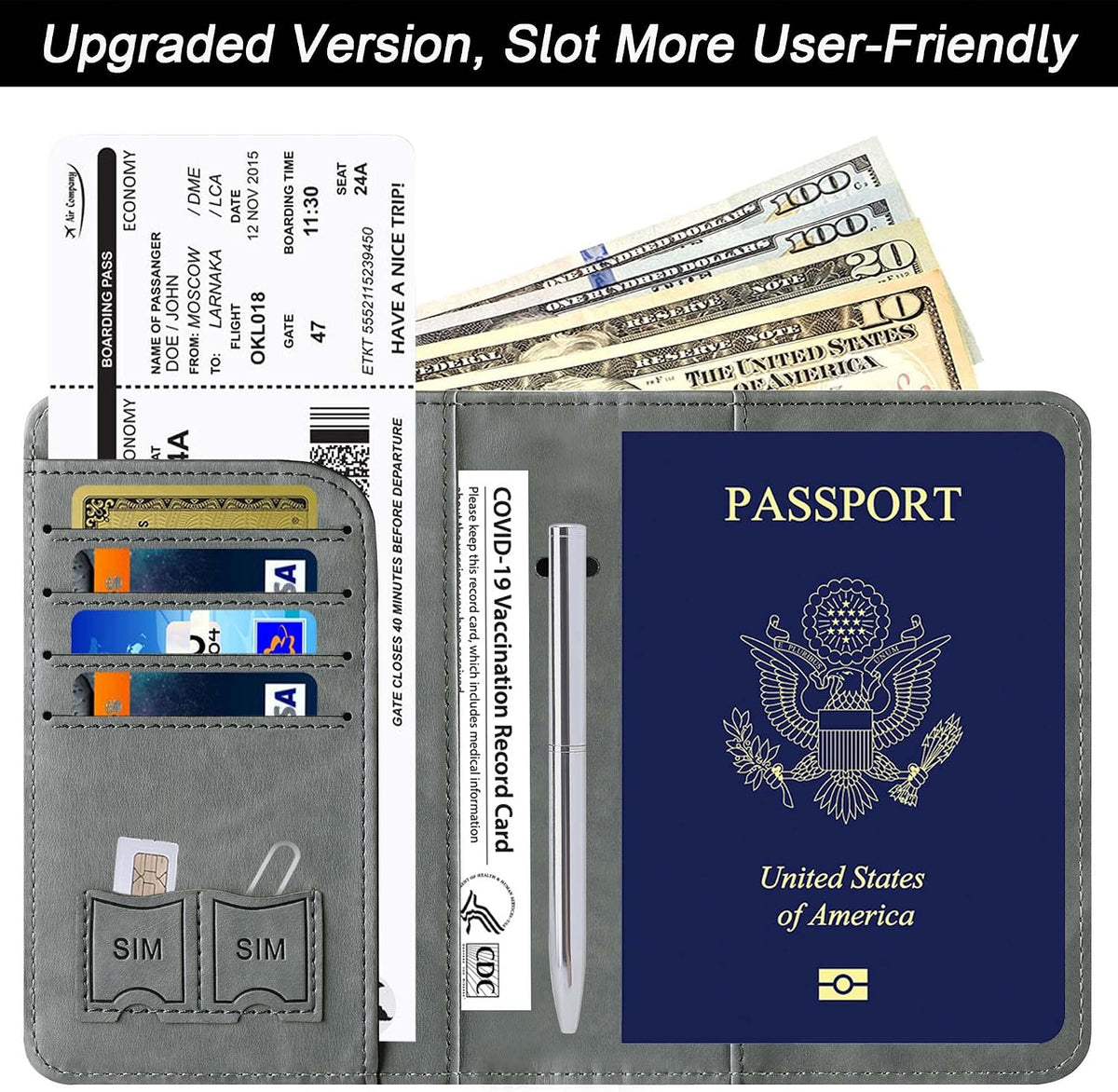 Passport Holder for Travel Essentials, Passport Cover, Rfid Blocking Wallet | Travel Wallet, Leather, Passport Case, Travel Accessories, Vacation Luggage Must Haves, for Men Women