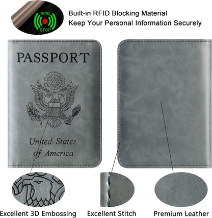 Passport Holder for Travel Essentials, Passport Cover, Rfid Blocking Wallet | Travel Wallet, Leather, Passport Case, Travel Accessories, Vacation Luggage Must Haves, for Men Women