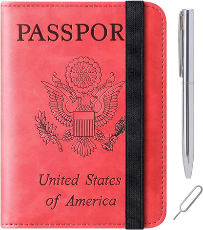 Passport Holder for Travel Essentials, Passport Cover, Rfid Blocking Wallet | Travel Wallet, Leather, Passport Case, Travel Accessories, Vacation Luggage Must Haves, for Men Women