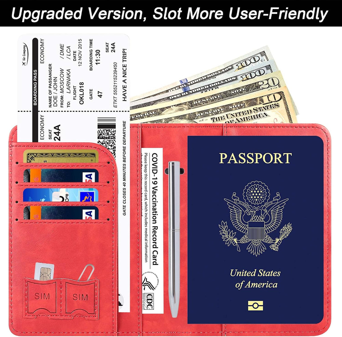 Passport Holder for Travel Essentials, Passport Cover, Rfid Blocking Wallet | Travel Wallet, Leather, Passport Case, Travel Accessories, Vacation Luggage Must Haves, for Men Women