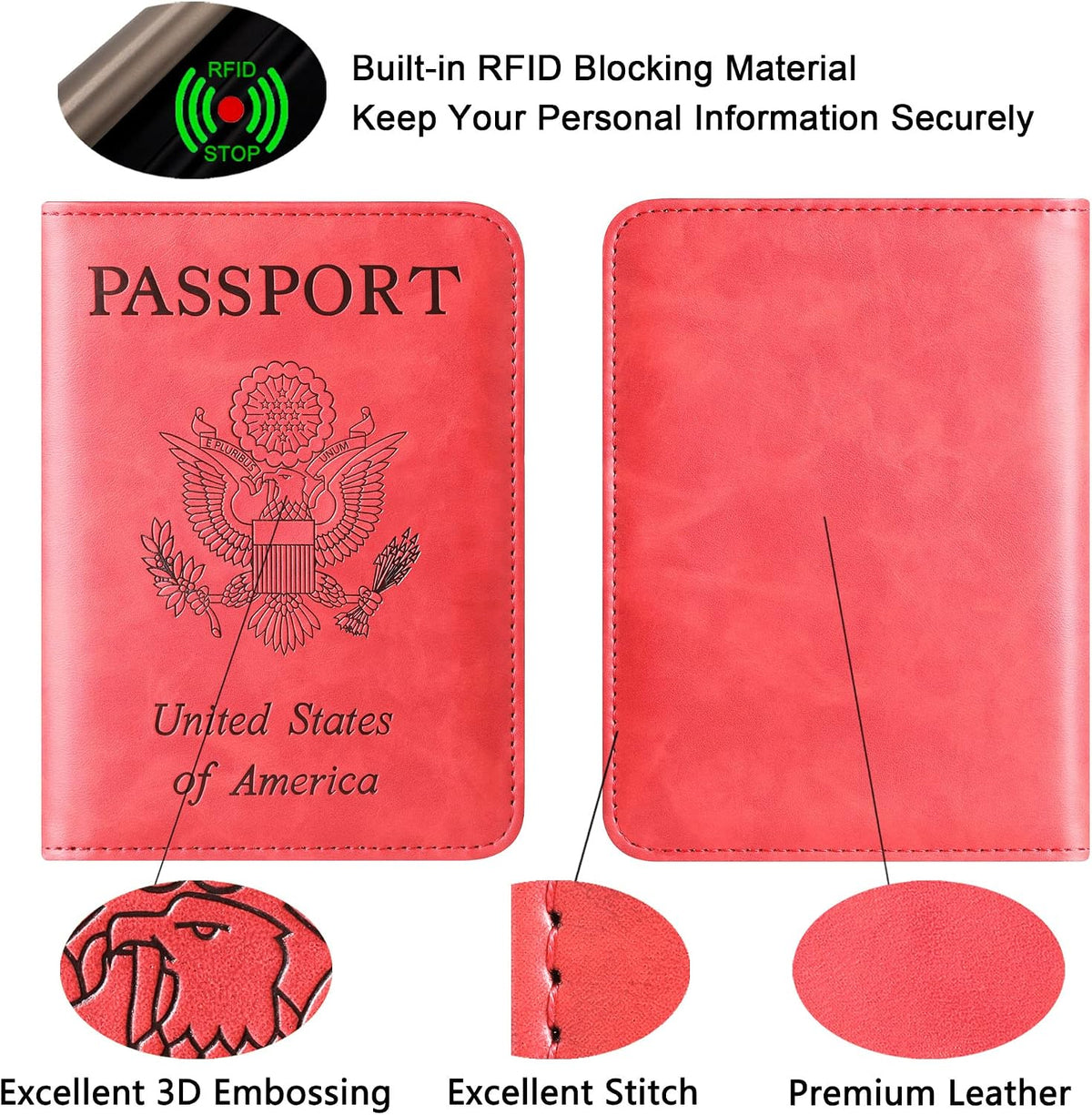 Passport Holder for Travel Essentials, Passport Cover, Rfid Blocking Wallet | Travel Wallet, Leather, Passport Case, Travel Accessories, Vacation Luggage Must Haves, for Men Women