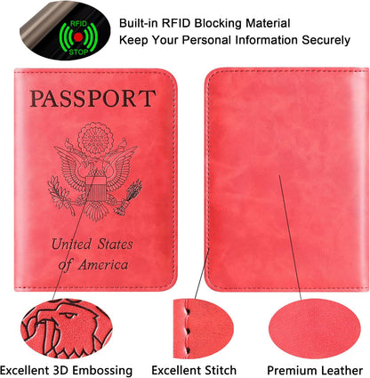 Passport Holder for Travel Essentials, Passport Cover, Rfid Blocking Wallet | Travel Wallet, Leather, Passport Case, Travel Accessories, Vacation Luggage Must Haves, for Men Women