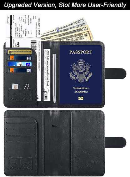 Passport Holder for Travel Essentials, Passport Cover, Rfid Blocking Wallet | Travel Wallet, Leather, Passport Case, Travel Accessories, Vacation Luggage Must Haves, for Men Women