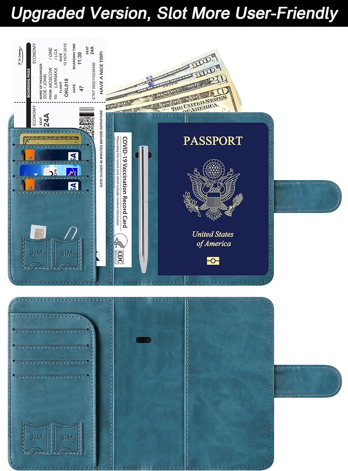 Passport Holder for Travel Essentials, Passport Cover, Rfid Blocking Wallet | Travel Wallet, Leather, Passport Case, Travel Accessories, Vacation Luggage Must Haves, for Men Women