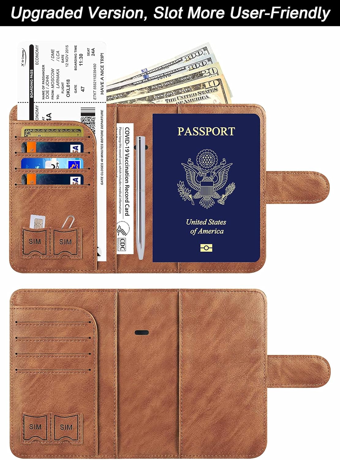 Passport Holder for Travel Essentials, Passport Cover, Rfid Blocking Wallet | Travel Wallet, Leather, Passport Case, Travel Accessories, Vacation Luggage Must Haves, for Men Women
