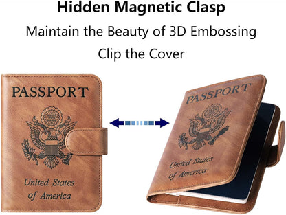 Passport Holder for Travel Essentials, Passport Cover, Rfid Blocking Wallet | Travel Wallet, Leather, Passport Case, Travel Accessories, Vacation Luggage Must Haves, for Men Women