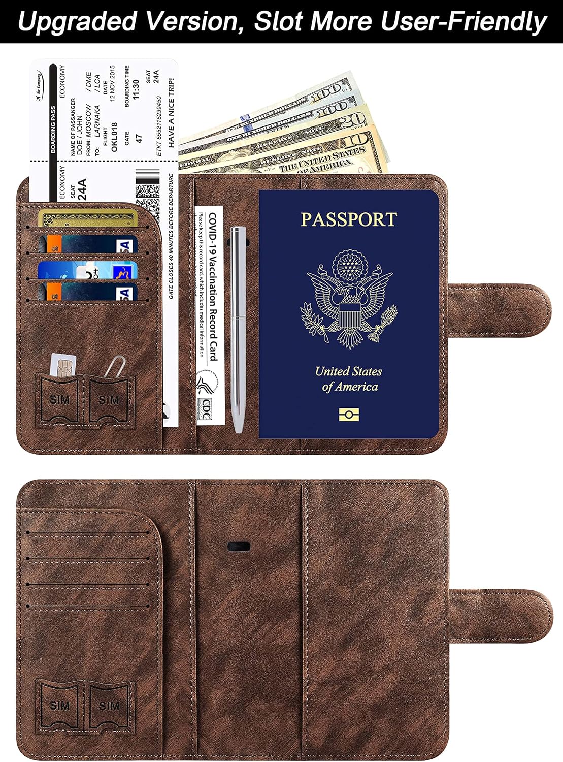 Passport Holder for Travel Essentials, Passport Cover, Rfid Blocking Wallet | Travel Wallet, Leather, Passport Case, Travel Accessories, Vacation Luggage Must Haves, for Men Women
