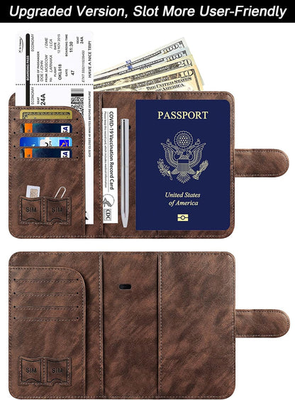 Passport Holder for Travel Essentials, Passport Cover, Rfid Blocking Wallet | Travel Wallet, Leather, Passport Case, Travel Accessories, Vacation Luggage Must Haves, for Men Women