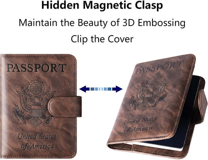Passport Holder for Travel Essentials, Passport Cover, Rfid Blocking Wallet | Travel Wallet, Leather, Passport Case, Travel Accessories, Vacation Luggage Must Haves, for Men Women
