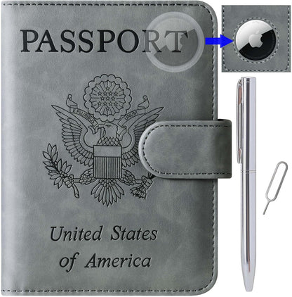 Passport Holder for Travel Essentials, Passport Cover, Rfid Blocking Wallet | Travel Wallet, Leather, Passport Case, Travel Accessories, Vacation Luggage Must Haves, for Men Women