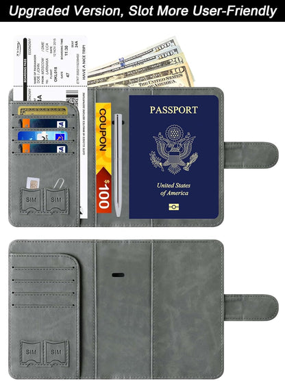 Passport Holder for Travel Essentials, Passport Cover, Rfid Blocking Wallet | Travel Wallet, Leather, Passport Case, Travel Accessories, Vacation Luggage Must Haves, for Men Women