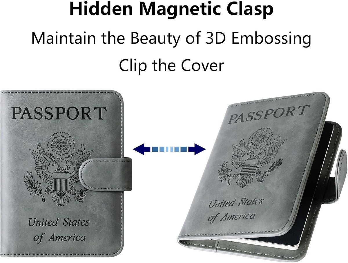 Passport Holder for Travel Essentials, Passport Cover, Rfid Blocking Wallet | Travel Wallet, Leather, Passport Case, Travel Accessories, Vacation Luggage Must Haves, for Men Women