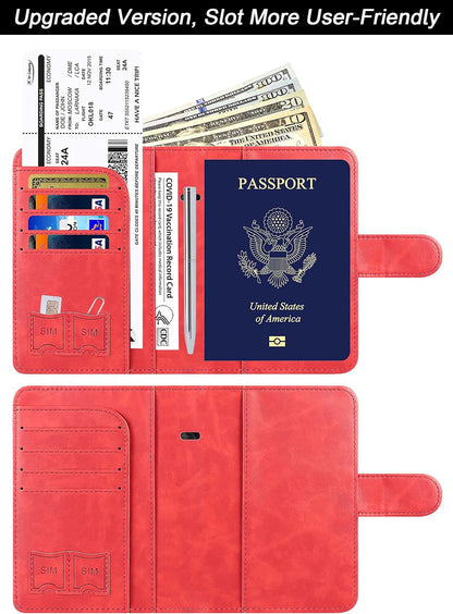 Passport Holder for Travel Essentials, Passport Cover, Rfid Blocking Wallet | Travel Wallet, Leather, Passport Case, Travel Accessories, Vacation Luggage Must Haves, for Men Women
