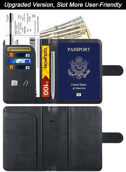 Passport Holder for Travel Essentials, Passport Cover, Rfid Blocking Wallet | Travel Wallet, Leather, Passport Case, Travel Accessories, Vacation Luggage Must Haves, for Men Women