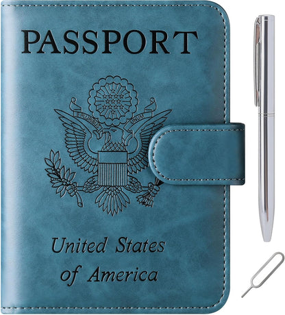 Passport Holder for Travel Essentials, Passport Cover, Rfid Blocking Wallet | Travel Wallet, Leather, Passport Case, Travel Accessories, Vacation Luggage Must Haves, for Men Women
