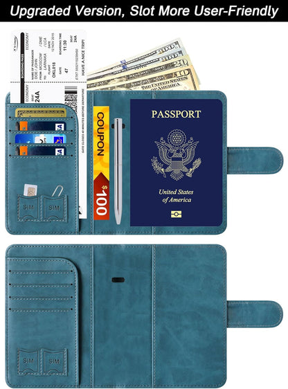 Passport Holder for Travel Essentials, Passport Cover, Rfid Blocking Wallet | Travel Wallet, Leather, Passport Case, Travel Accessories, Vacation Luggage Must Haves, for Men Women