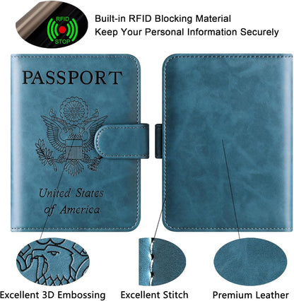 Passport Holder for Travel Essentials, Passport Cover, Rfid Blocking Wallet | Travel Wallet, Leather, Passport Case, Travel Accessories, Vacation Luggage Must Haves, for Men Women