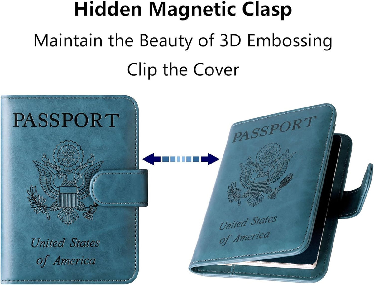 Passport Holder for Travel Essentials, Passport Cover, Rfid Blocking Wallet | Travel Wallet, Leather, Passport Case, Travel Accessories, Vacation Luggage Must Haves, for Men Women