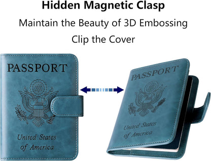 Passport Holder for Travel Essentials, Passport Cover, Rfid Blocking Wallet | Travel Wallet, Leather, Passport Case, Travel Accessories, Vacation Luggage Must Haves, for Men Women