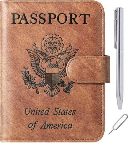 Passport Holder for Travel Essentials, Passport Cover, Rfid Blocking Wallet | Travel Wallet, Leather, Passport Case, Travel Accessories, Vacation Luggage Must Haves, for Men Women