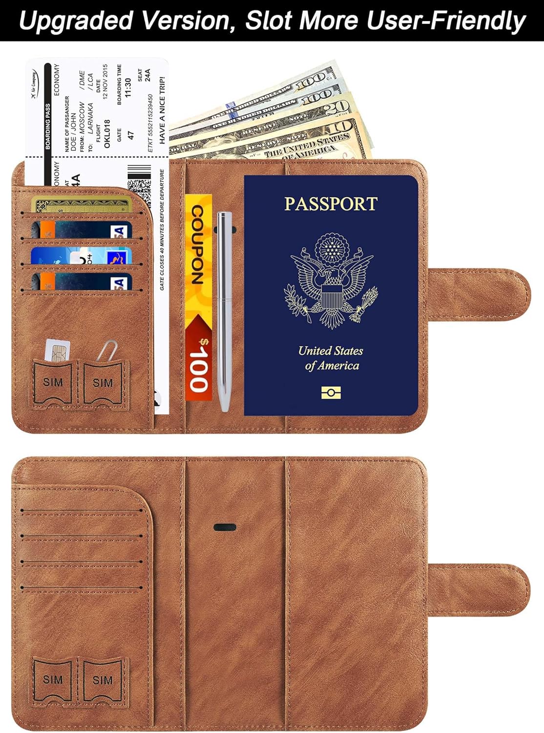 Passport Holder for Travel Essentials, Passport Cover, Rfid Blocking Wallet | Travel Wallet, Leather, Passport Case, Travel Accessories, Vacation Luggage Must Haves, for Men Women