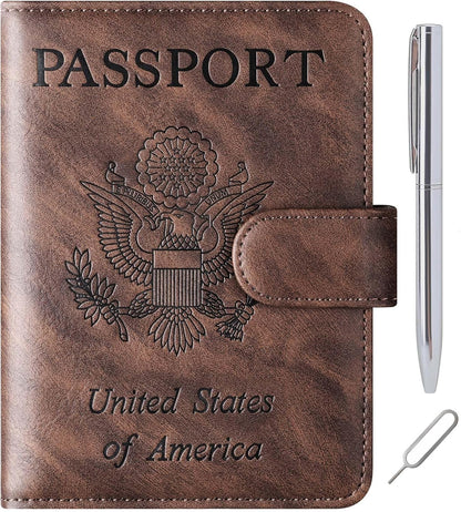 Passport Holder for Travel Essentials, Passport Cover, Rfid Blocking Wallet | Travel Wallet, Leather, Passport Case, Travel Accessories, Vacation Luggage Must Haves, for Men Women