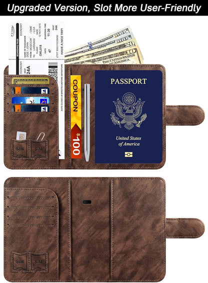 Passport Holder for Travel Essentials, Passport Cover, Rfid Blocking Wallet | Travel Wallet, Leather, Passport Case, Travel Accessories, Vacation Luggage Must Haves, for Men Women