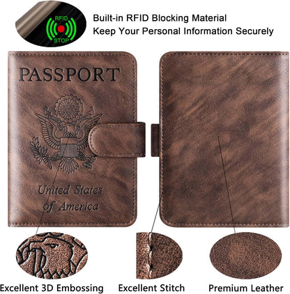 Passport Holder for Travel Essentials, Passport Cover, Rfid Blocking Wallet | Travel Wallet, Leather, Passport Case, Travel Accessories, Vacation Luggage Must Haves, for Men Women