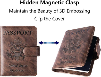 Passport Holder for Travel Essentials, Passport Cover, Rfid Blocking Wallet | Travel Wallet, Leather, Passport Case, Travel Accessories, Vacation Luggage Must Haves, for Men Women