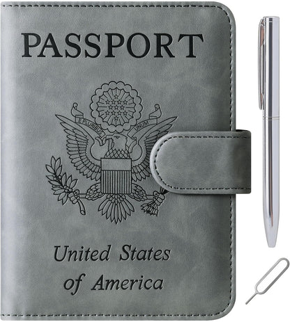 Passport Holder for Travel Essentials, Passport Cover, Rfid Blocking Wallet | Travel Wallet, Leather, Passport Case, Travel Accessories, Vacation Luggage Must Haves, for Men Women