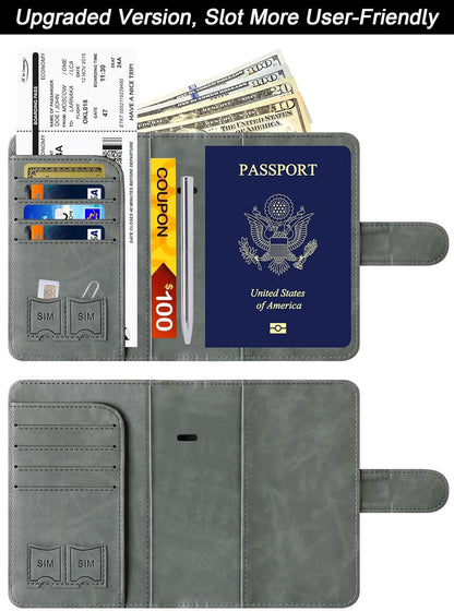 Passport Holder for Travel Essentials, Passport Cover, Rfid Blocking Wallet | Travel Wallet, Leather, Passport Case, Travel Accessories, Vacation Luggage Must Haves, for Men Women