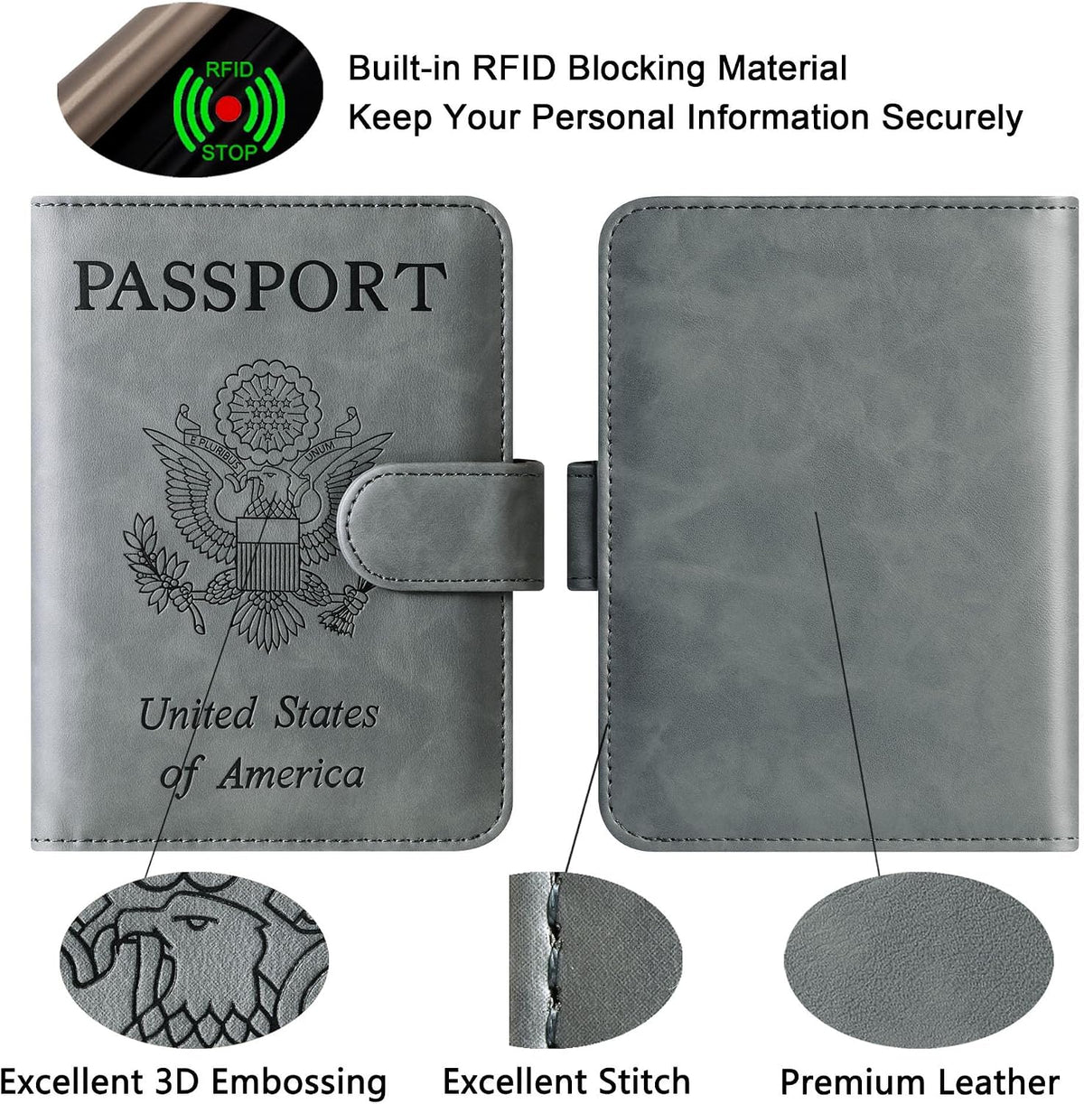Passport Holder for Travel Essentials, Passport Cover, Rfid Blocking Wallet | Travel Wallet, Leather, Passport Case, Travel Accessories, Vacation Luggage Must Haves, for Men Women