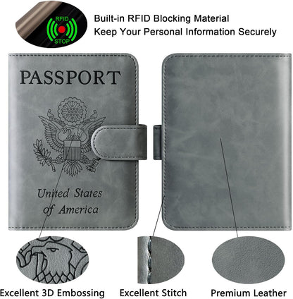 Passport Holder for Travel Essentials, Passport Cover, Rfid Blocking Wallet | Travel Wallet, Leather, Passport Case, Travel Accessories, Vacation Luggage Must Haves, for Men Women