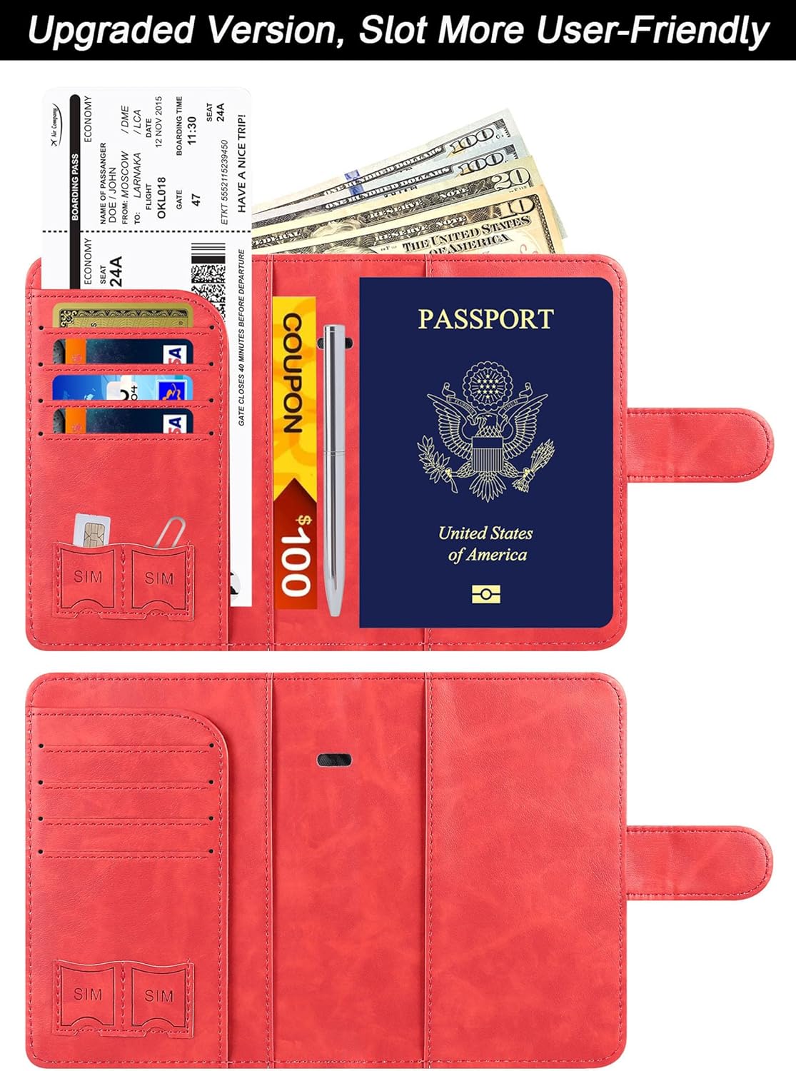 Passport Holder for Travel Essentials, Passport Cover, Rfid Blocking Wallet | Travel Wallet, Leather, Passport Case, Travel Accessories, Vacation Luggage Must Haves, for Men Women