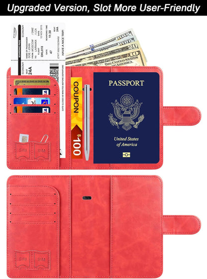 Passport Holder for Travel Essentials, Passport Cover, Rfid Blocking Wallet | Travel Wallet, Leather, Passport Case, Travel Accessories, Vacation Luggage Must Haves, for Men Women