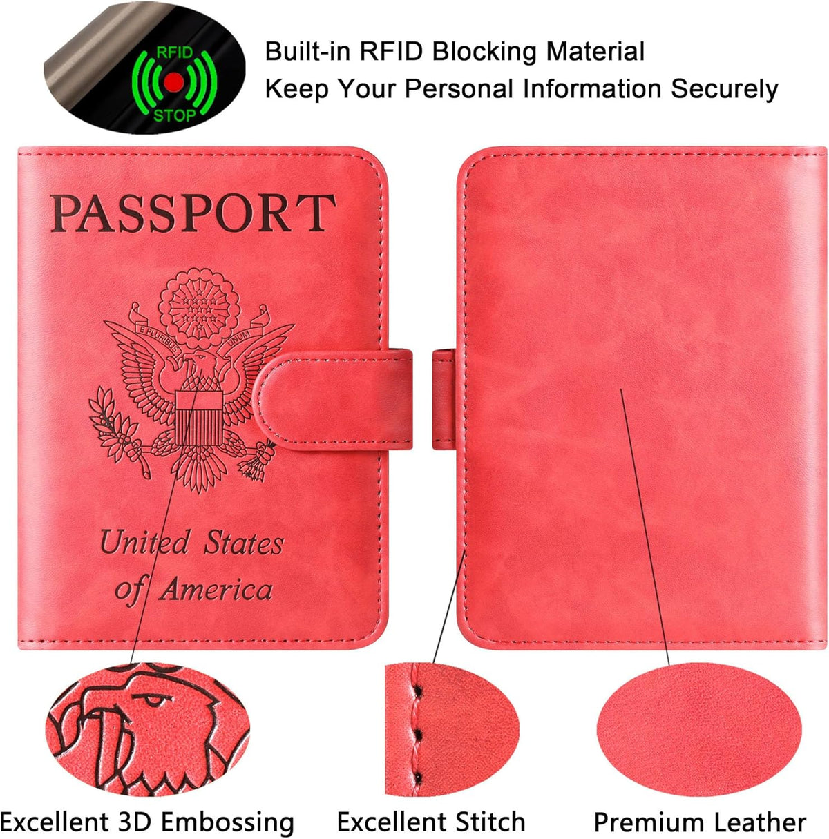 Passport Holder for Travel Essentials, Passport Cover, Rfid Blocking Wallet | Travel Wallet, Leather, Passport Case, Travel Accessories, Vacation Luggage Must Haves, for Men Women