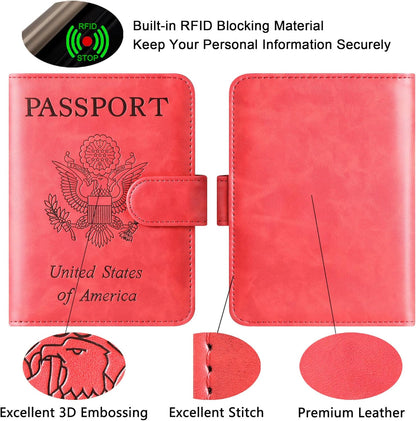 Passport Holder for Travel Essentials, Passport Cover, Rfid Blocking Wallet | Travel Wallet, Leather, Passport Case, Travel Accessories, Vacation Luggage Must Haves, for Men Women