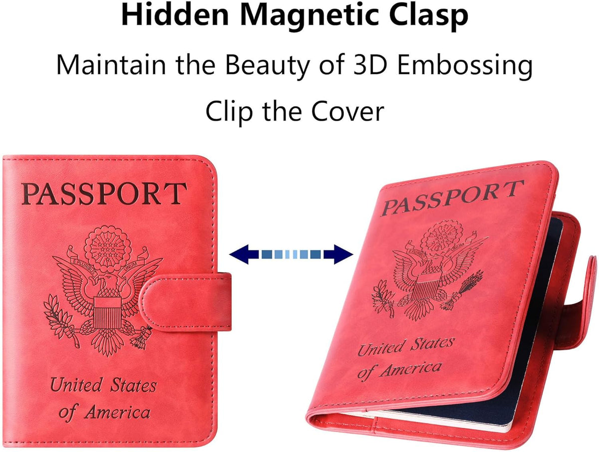 Passport Holder for Travel Essentials, Passport Cover, Rfid Blocking Wallet | Travel Wallet, Leather, Passport Case, Travel Accessories, Vacation Luggage Must Haves, for Men Women