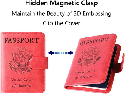 Passport Holder for Travel Essentials, Passport Cover, Rfid Blocking Wallet | Travel Wallet, Leather, Passport Case, Travel Accessories, Vacation Luggage Must Haves, for Men Women
