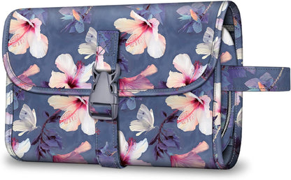 Portable Toiletry Cosmetic Travel Bag, Large Water Resistant Hanging Makeup Organizer Storage Pouch Case for Women Girls (Jungle Night)